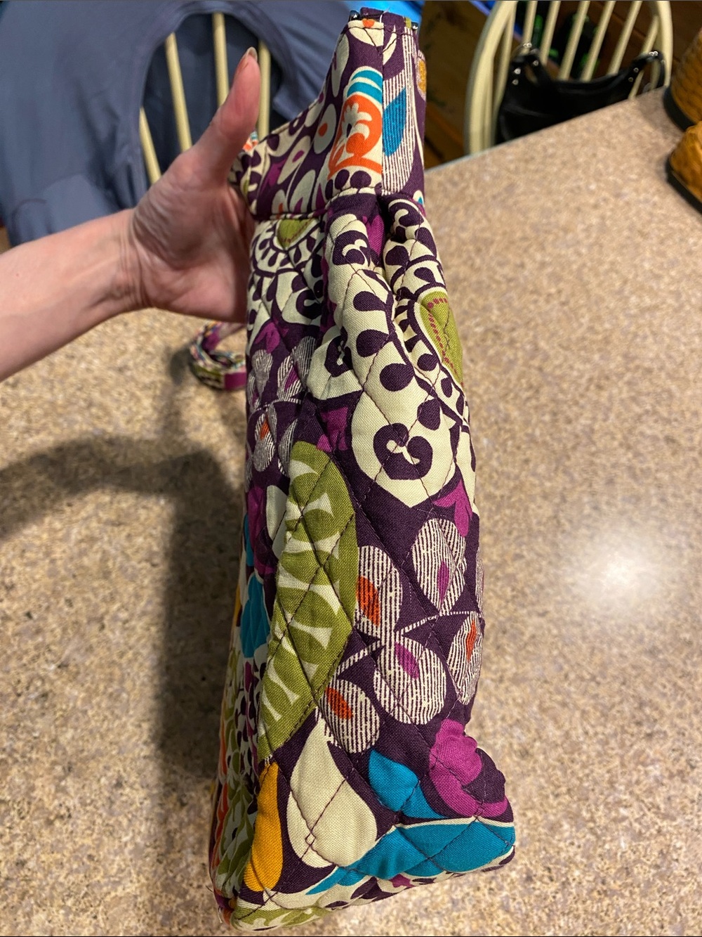 NWT Vera Bradley Plum Crazy Two Way Tote Quilted Bag With Detachable Strap MUSTY - Picture 7 of 16